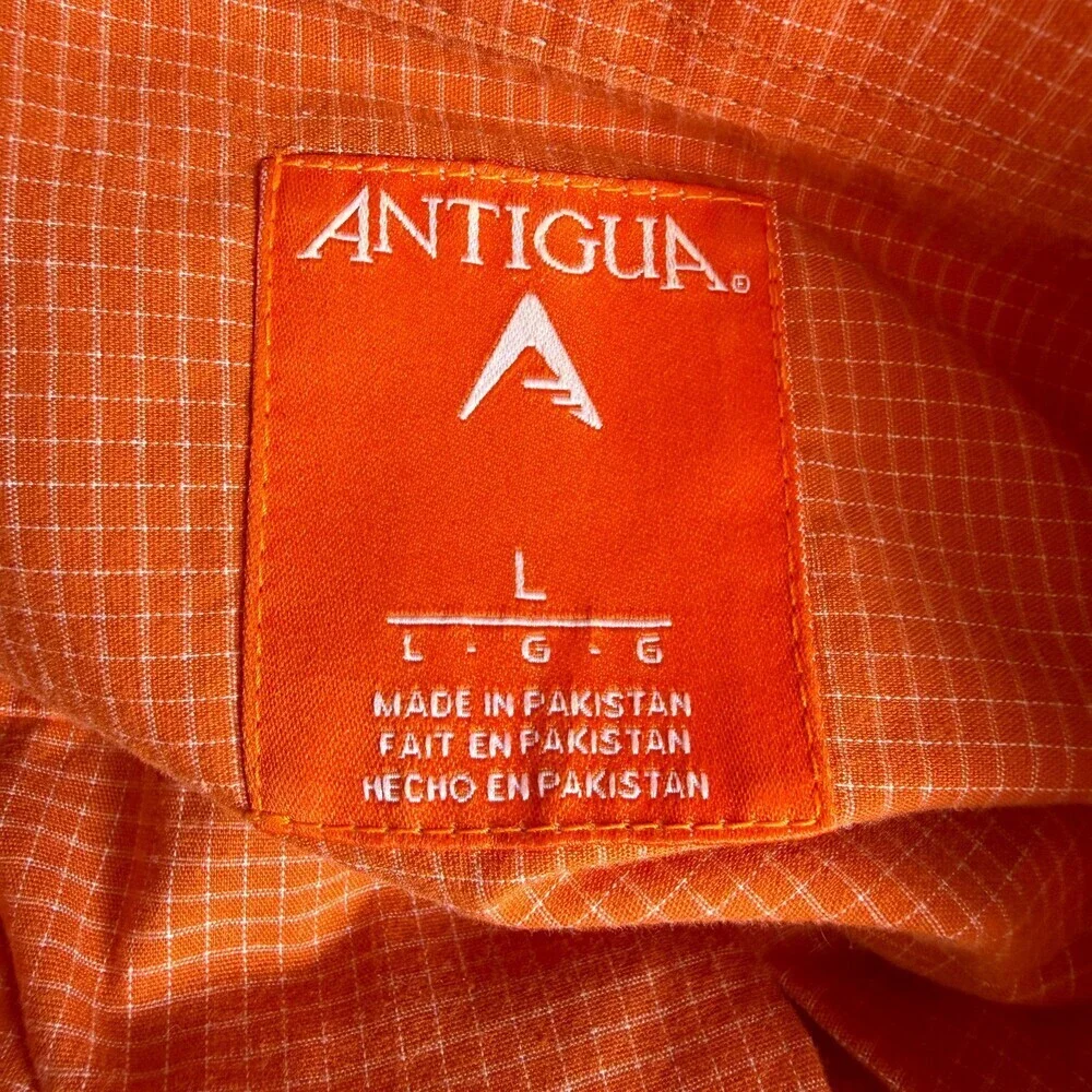Auburn Tigers ANTIGUA Men's Long Sleeve Button Down Shirt, Sz L, Orange & White